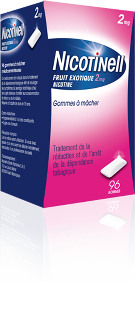 Gommes à mâcher  Nicotinell Fruit Exotique 2mg