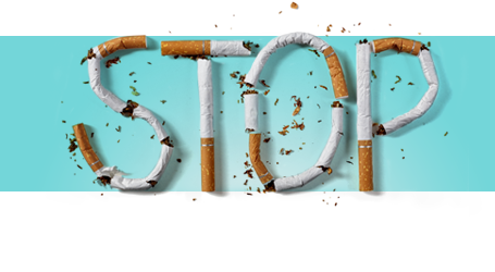 Le mot Stop construit à l’aide de cigarettes